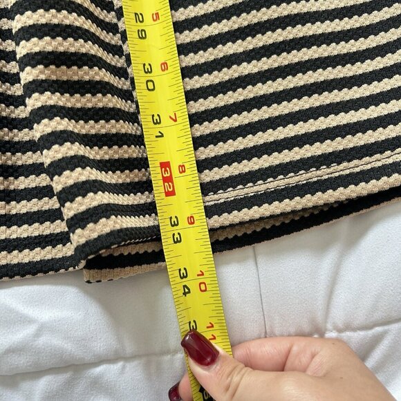 Honey And Rosie Womens Medium Fit & Flare Dress Black Tan Striped Sleeveless - Picture 4 of 8